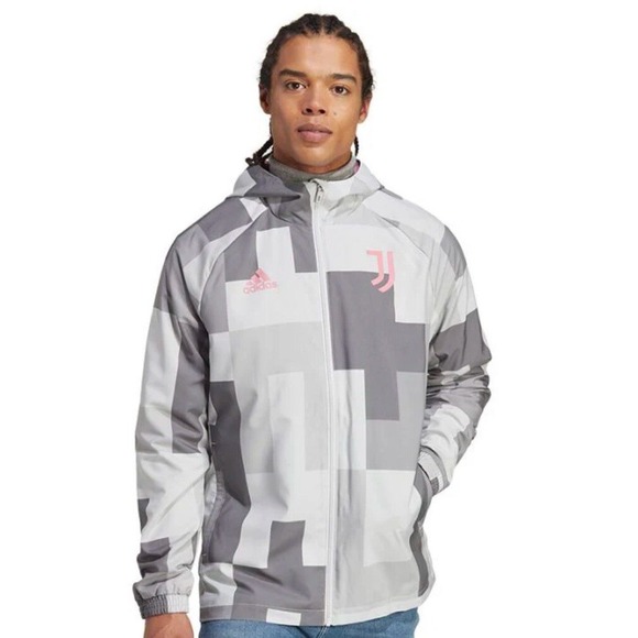 NWT‎ Adidas Juventus Men's Small Graphic Windbreaker Jacket Full Zip HS9800 Grey